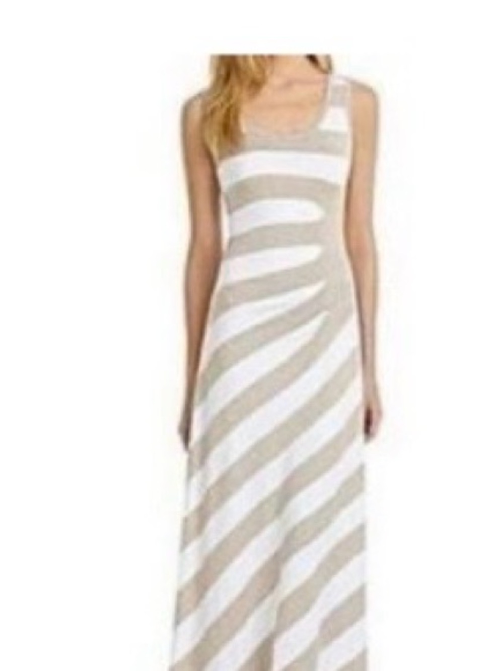 Calvin Klein Beige and Cream Striped Maxi Dress - Picture 3 of 3